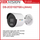 Hikvision DS-2CD1027G0-L 2MP ColorVu Lite Fixed Bullet Network Camera | IP Camera | CCTV | IP67 IPC