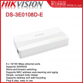Hikvision DS-3E0108D-E(O-STD)L2, Unmanaged, 8 10/100M RJ45 ports, desktop plastic switch 