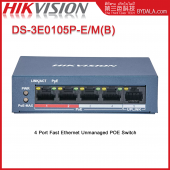 Hikvision DS-3E0105P-E/M(B)(O-STD) 4 Port Fast Ethernet Unmanaged POE Switch