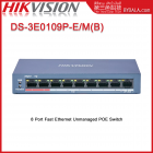 Hikvision DS-3E0109P-E/M(B) 8 Port Fast Ethernet Unmanaged POE Switch