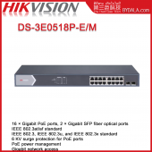 Hikvision DS-3E0518P-E/M 16 Port Gigabit Unmanaged POE Switch